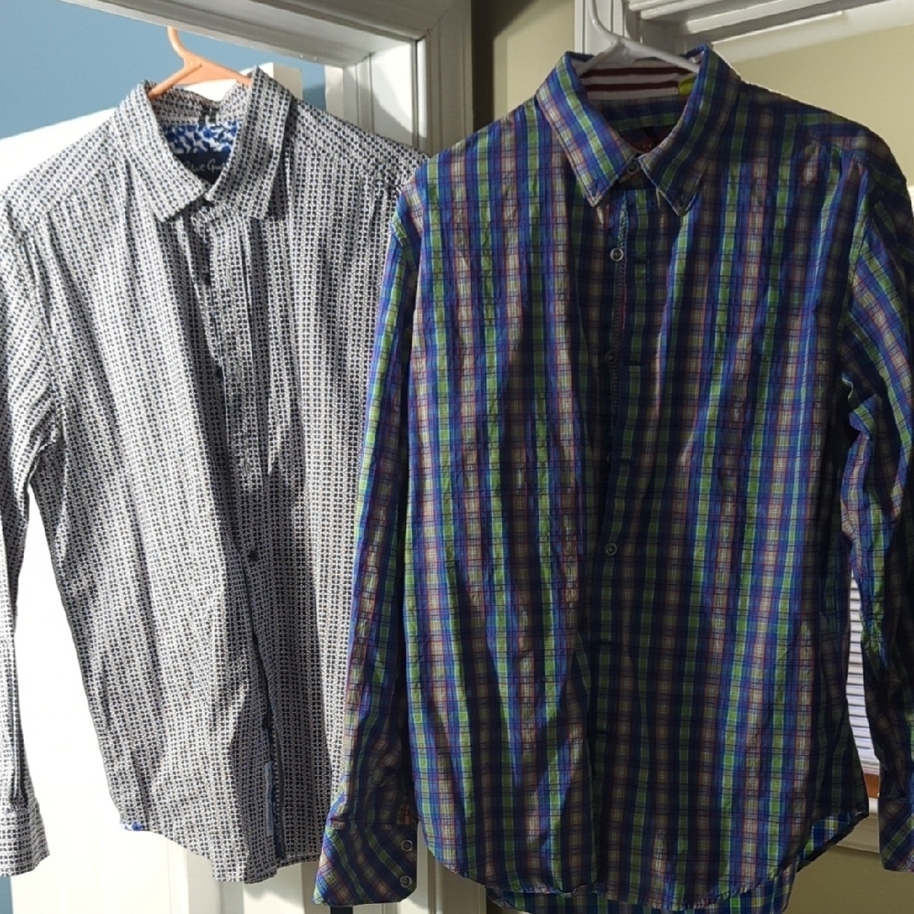 Men's Robert Graham Plaid Shirts, Amazing Quality And You Get Both!! L SIZE
